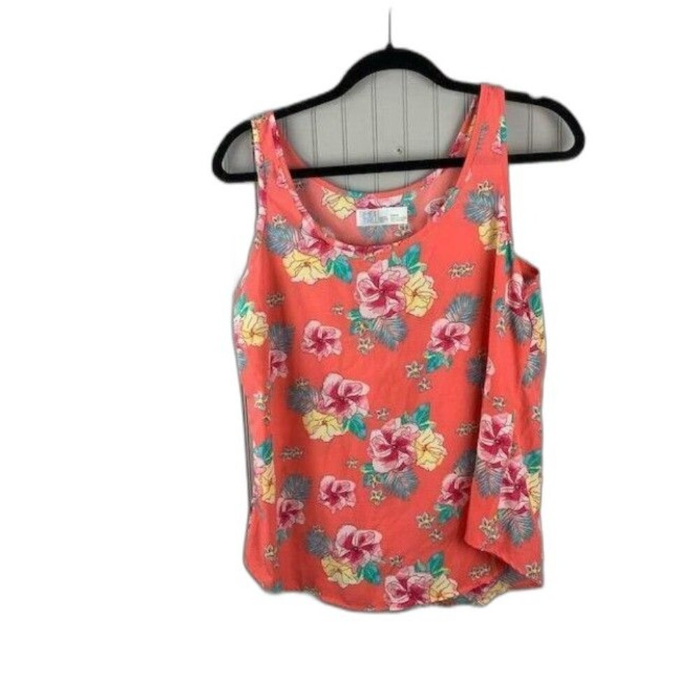 Time And Tru Size S Womens Tank Top Coral Floral Sleeveless